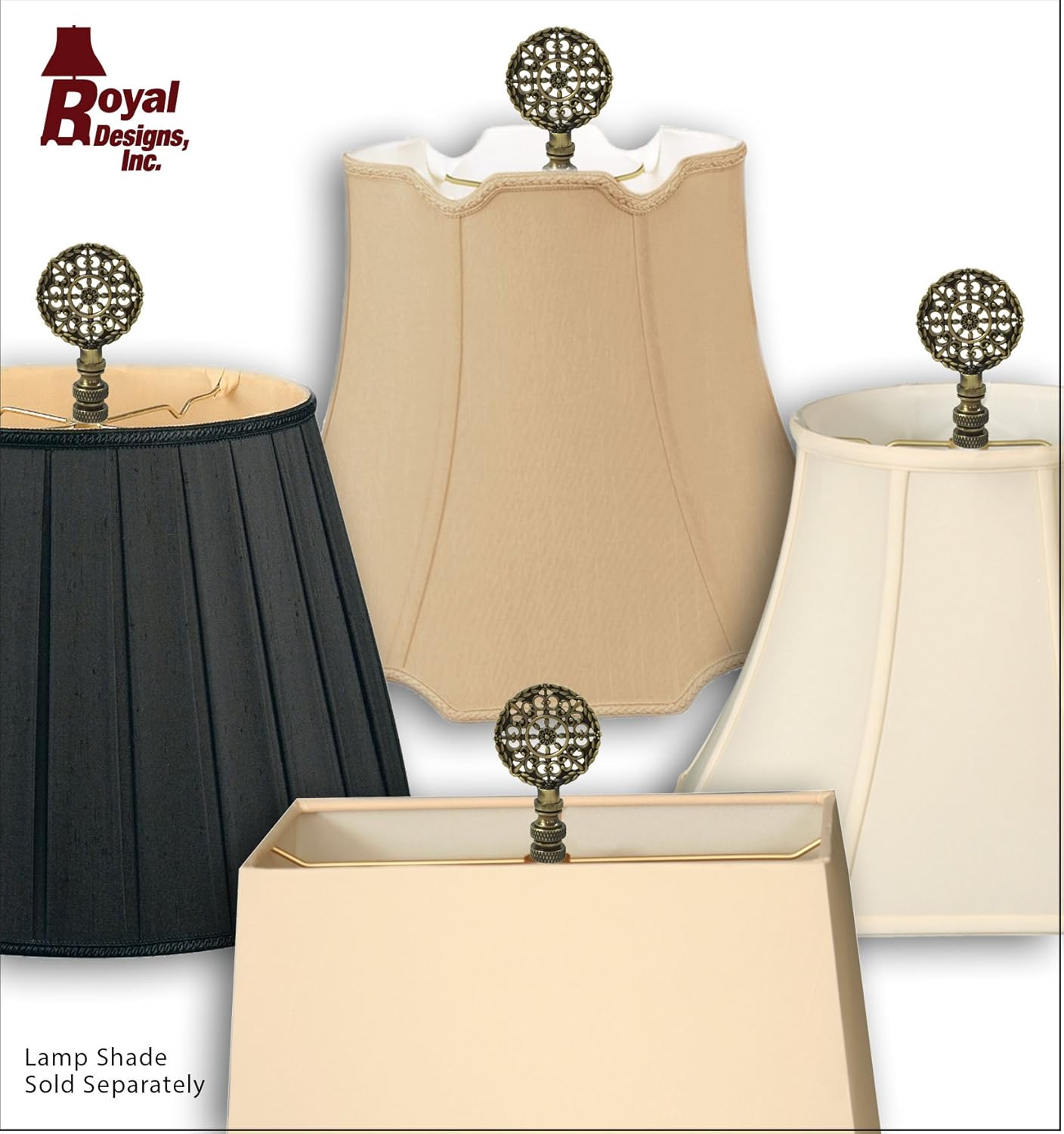 ロイヤルDesigns Thick Sunフィリグリー光沢仕上げ真鍮ランプフィニアル F-5009AB-2 1