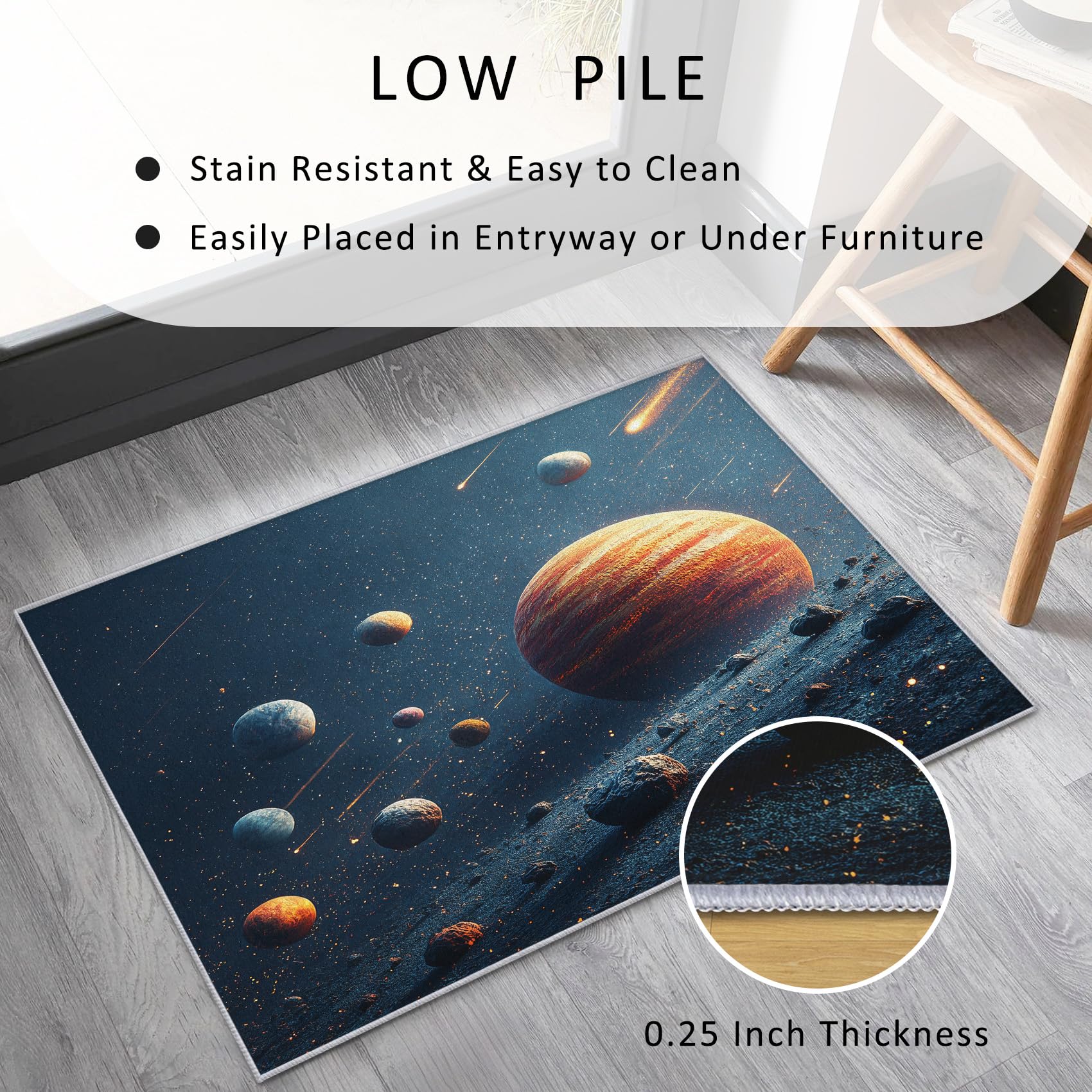 Generisch Planet Weltraum Teppich, Teppich Schlafzimmer Wohnzimmer Universum Galaxie, Wohnzimmerteppich Schlafzimmer Dekoration rutschfeste Waschbar Flanell 160x230 cm V-M5