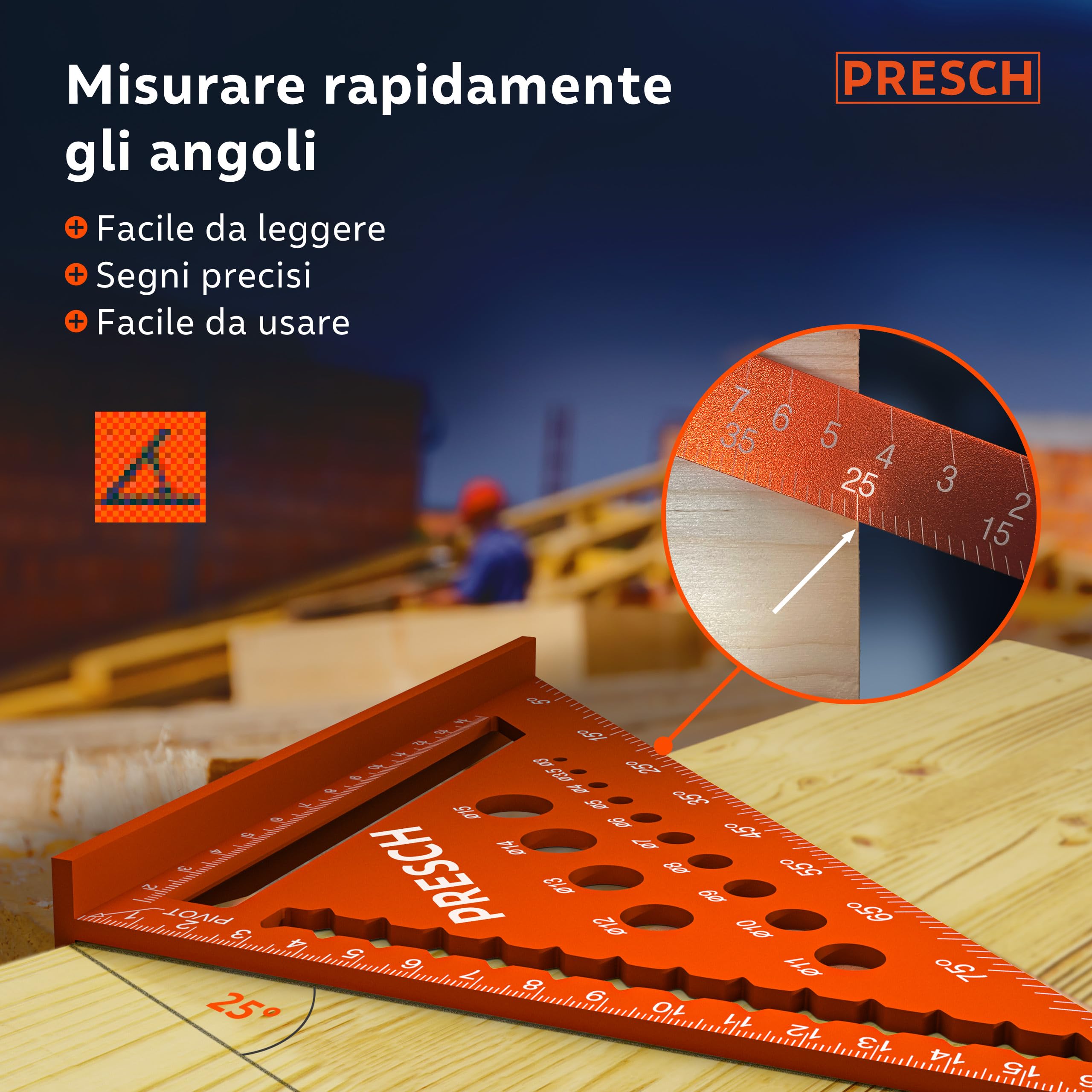 Presch Squadra da falegname Set 180mm 300mm Alluminio fresato ad alta precisione