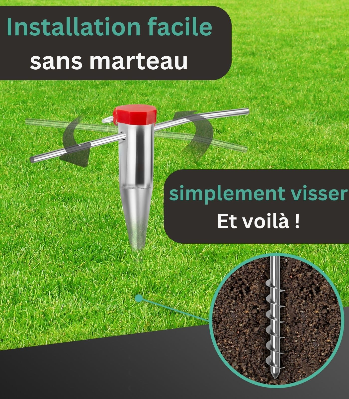Ancre Parasol Plage Multifonction Yosoo - Support Sable Avec 5 Vis Spirale, Blanc Robuste