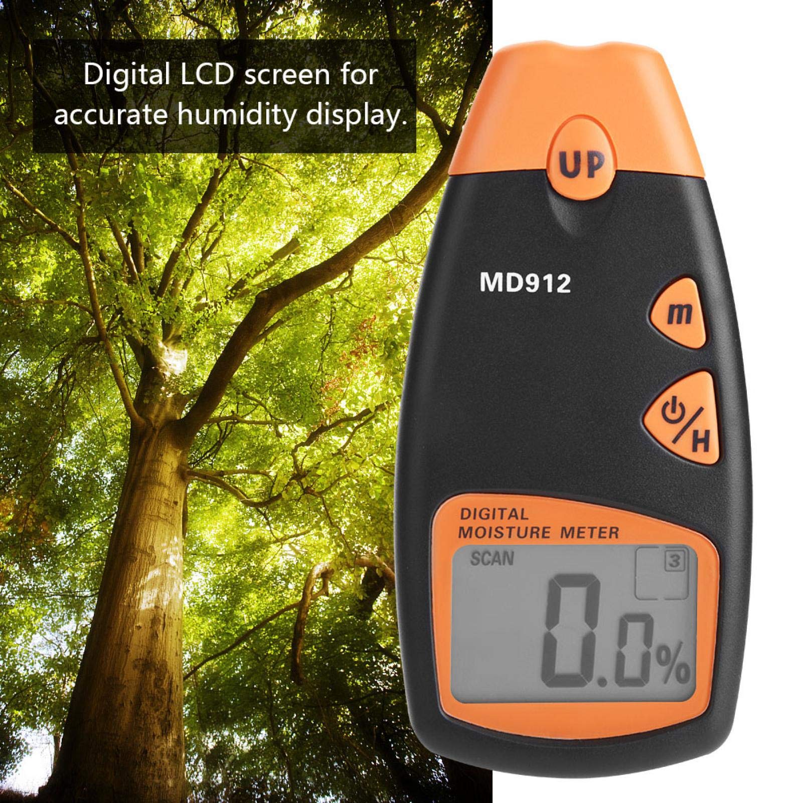 Holzfeuchtemessgerät, MD912 Digital LCD 2/4 Pin Holz Feuchtemessgerät Detektor Holz Hygrometer Luftfeuchtigkeitstester für Holz Baustoff Brennholz Feuchtemesser Wände Papier Boden