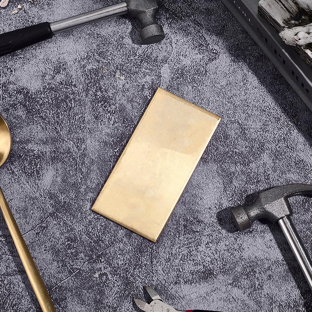 2 Pieza de Lámina de Latón de 4 x 2 Pulgadas Y 1mm de Espesor Sin Chapar de Cobre Macizo para Uso Industrial Estampado Decoración Manualidades Modelos Y Reparaciones.
