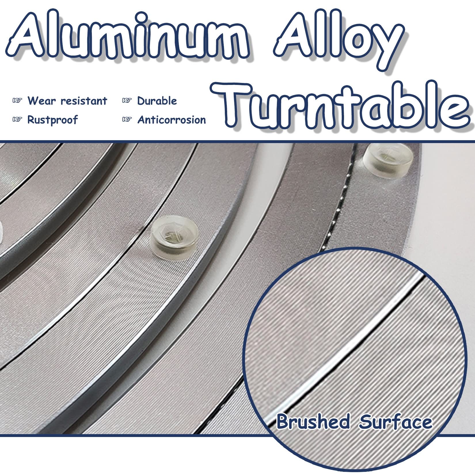 Cuscinetto for giradischi in lega di alluminio, cuscinetto for giradischi Lazy Susan in lega di alluminio argento, dimensioni multiple(50Cm)