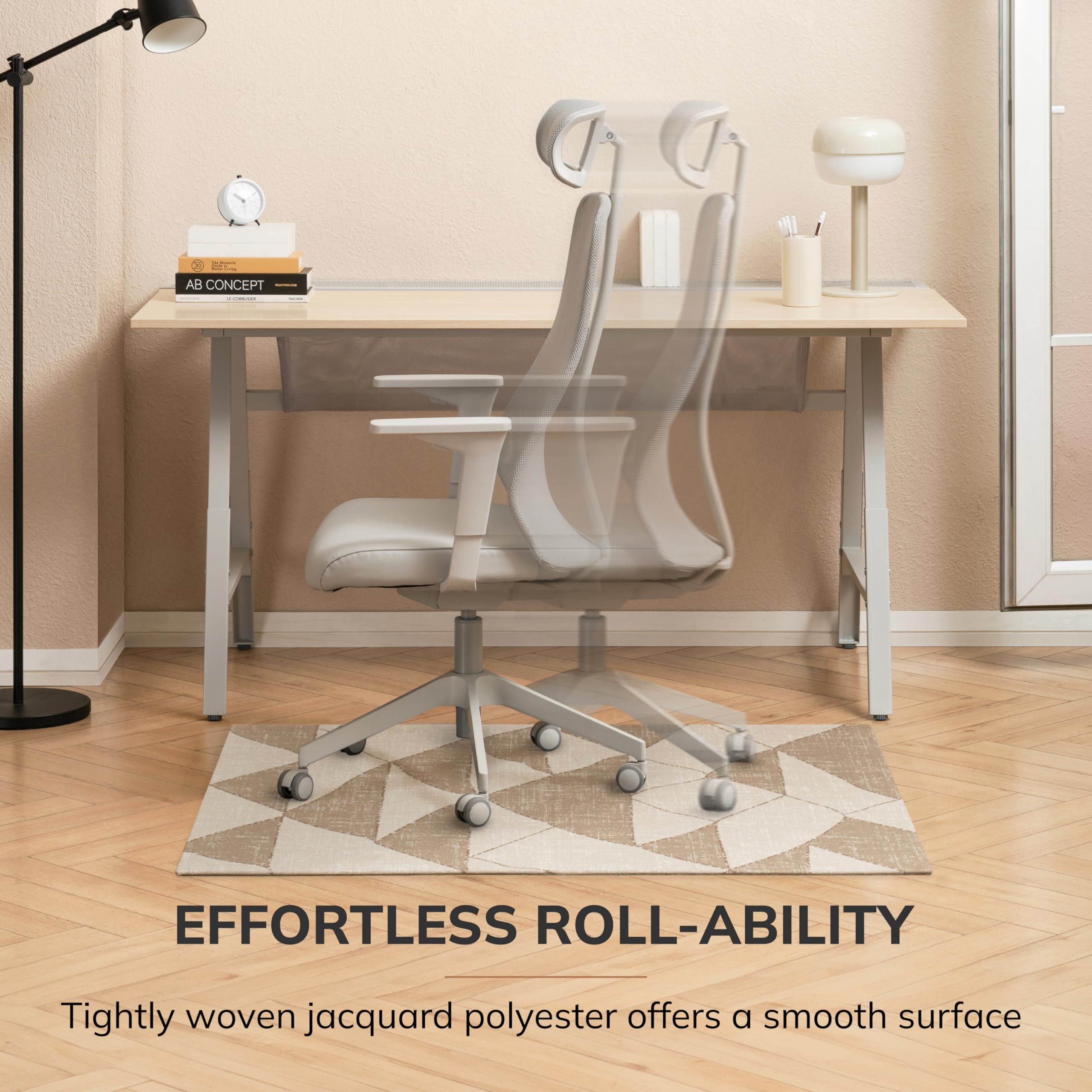 RccugmatS Chair Mat For Hardwood Floors 47x60 Inch - Heavy Duty Office Mat Beige Linen