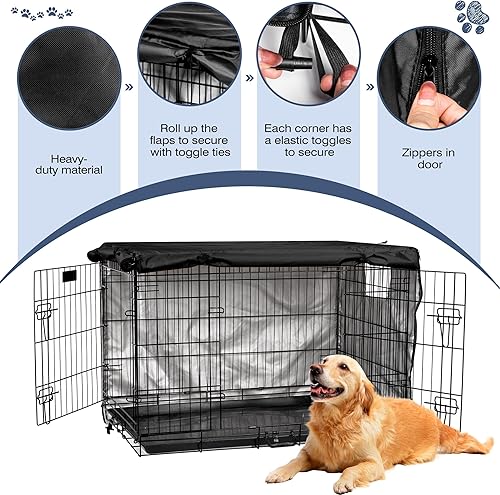 Miniatura 4 de kefit Funda para jaula de perro de 42 pulgadas, funda para jaula de perro de alambre, color negro