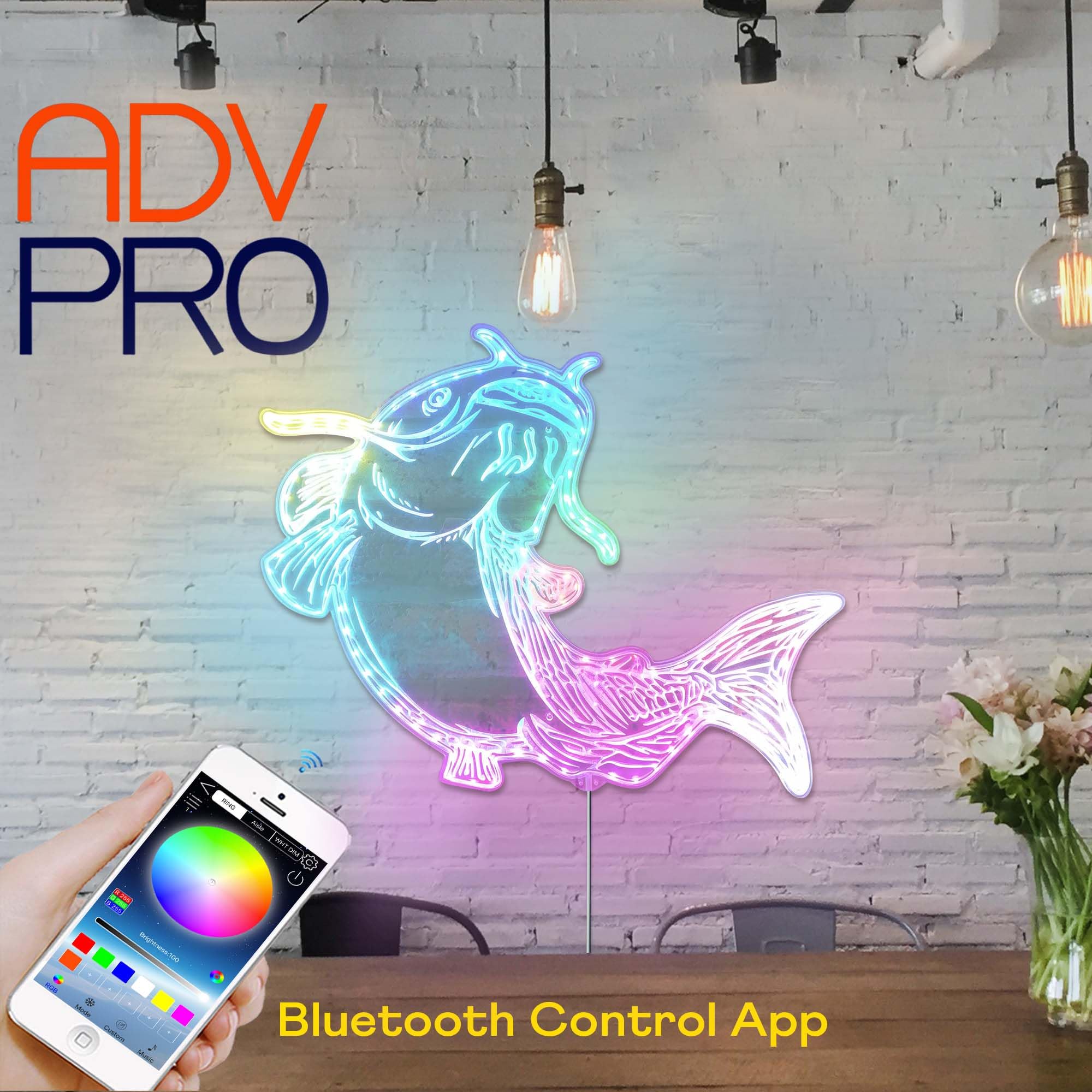 Texas Road Map Panneau LED RGB Dynamic Glam - Forme Découpée à Bord