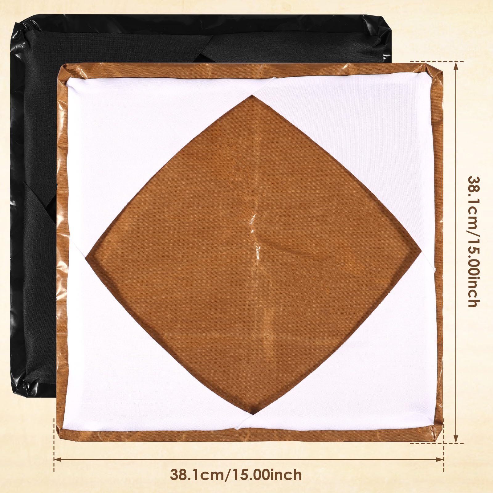 KTZCTPCA 2Pcs 15 x 15 in Heat Press Covers, High Temp Resistant, Non-Stick, Teflon + Glass Fibre, Black White
