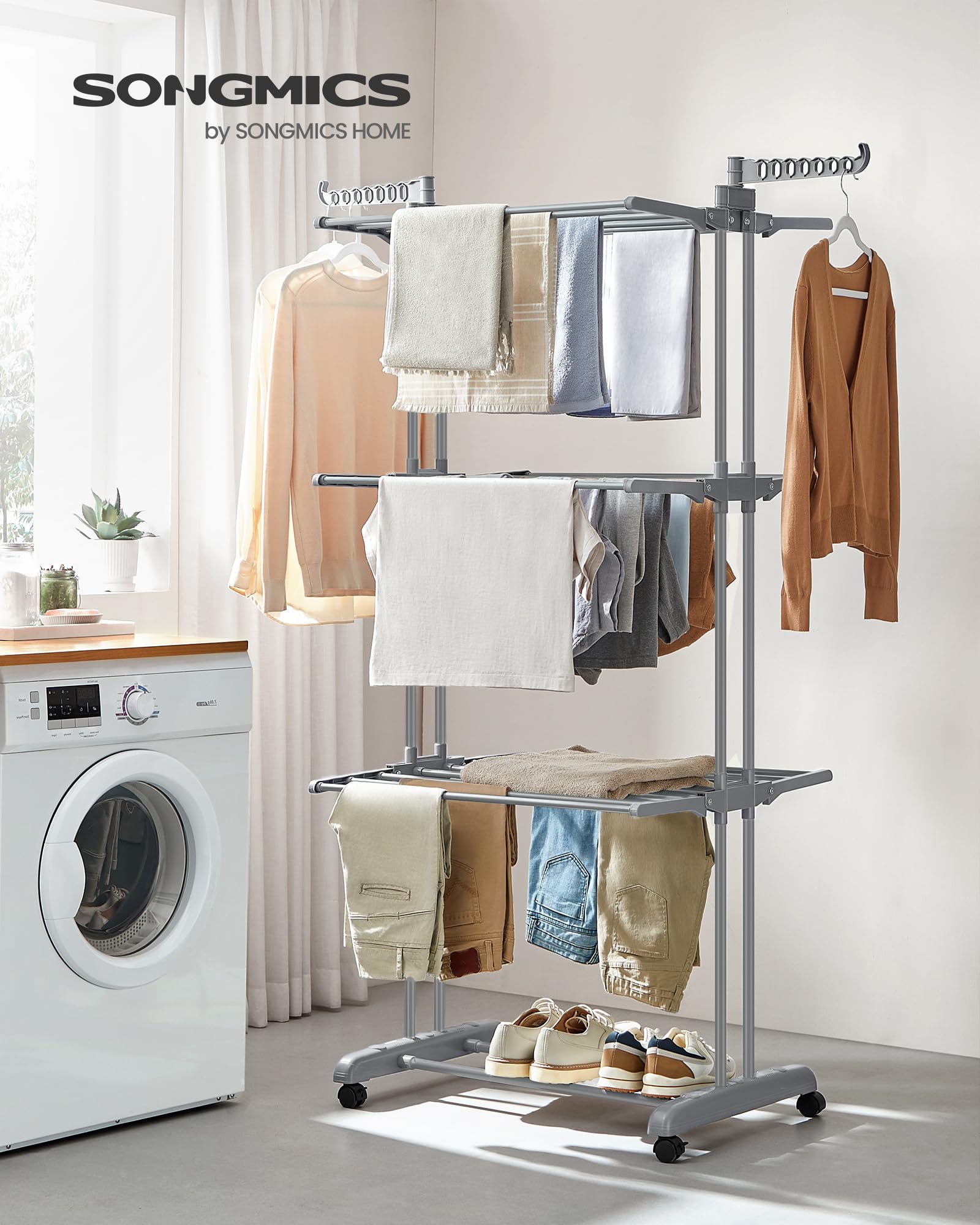 Sèche-linge Mural RAND Vintage 70s – Jaune – Pliable, Intérieur/extérieur