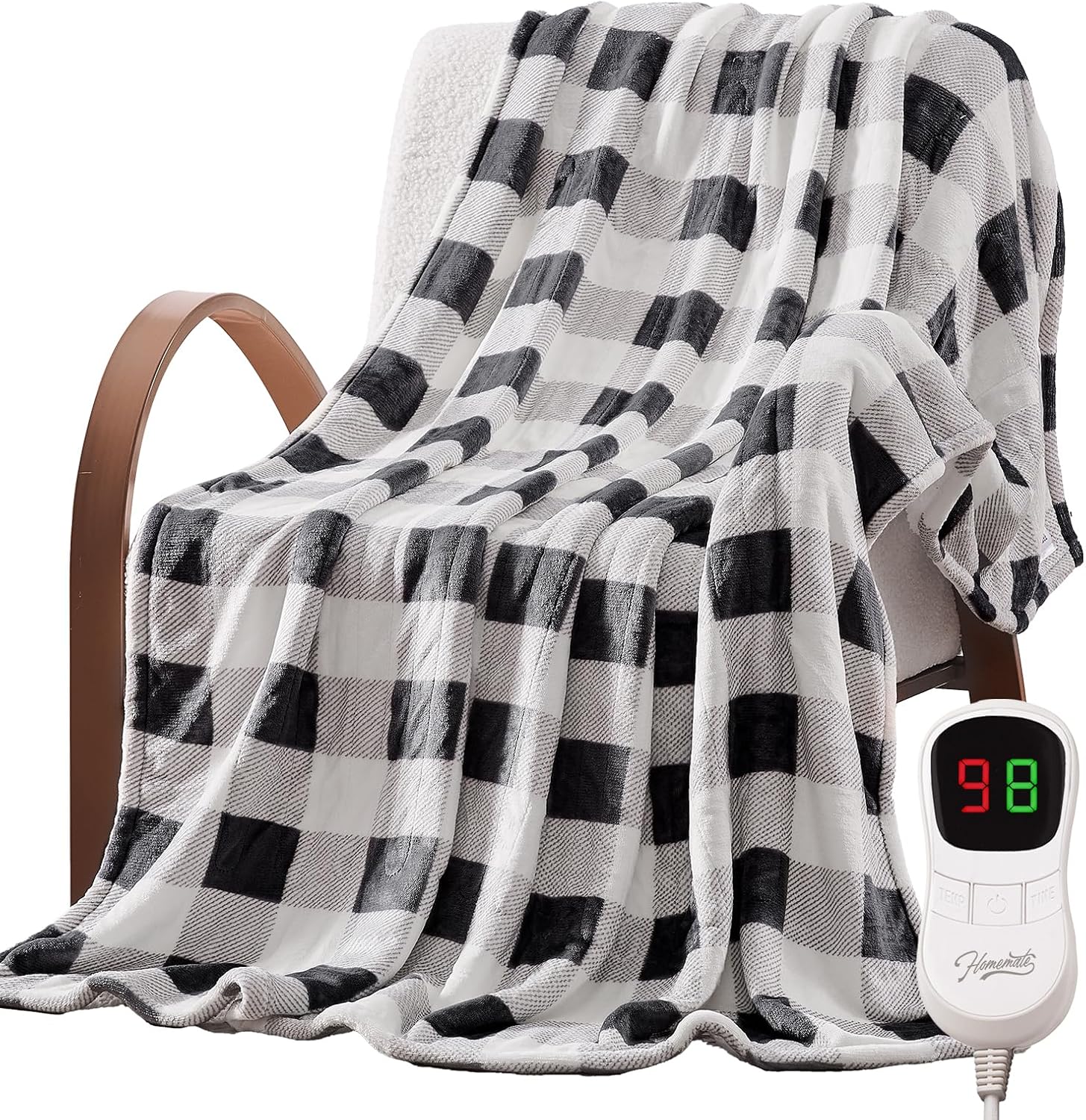 Homemate Electric Blanket Heated King Size - 100“x90“ Ultra Soft Cozy Flannel Heating Blanket with 10 Fast Heat Levels 8 Hours Auto Off Over-Heated Protection ETL Certification Keep Warm in Home - Image 2