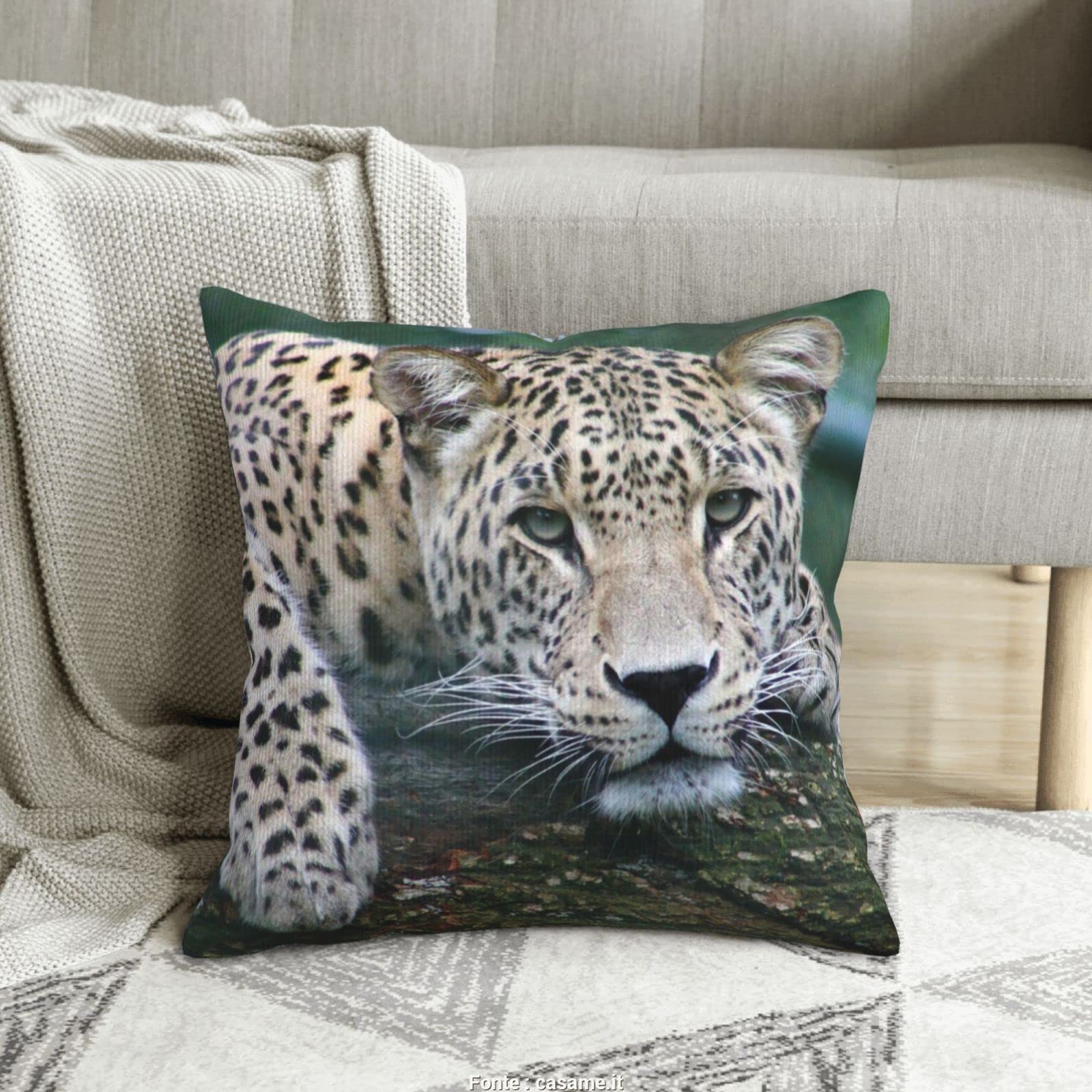 Quadratischer Kissenbezug, Leoparden-Kissen, 45 cm x 45 cm, mit unsichtbarem Reißverschluss, dekoratives Kissen für Bettsofa (nur Kissenbezug, kein Kissenkern) Küche, Haushalt & Wohnen