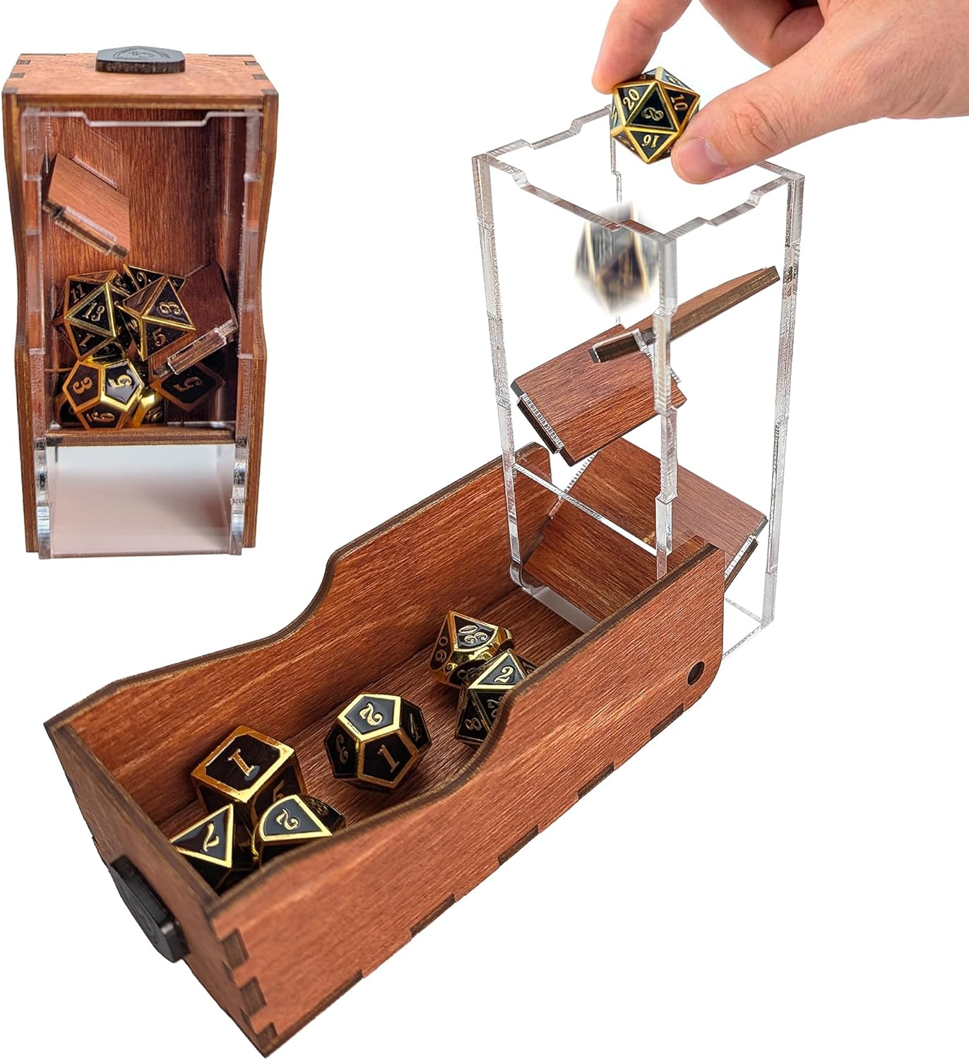 C4Labs Micro Travel Portable Dice Tower and Dice Vault | Fits Standard Seven Set of Dice (Gunstock)