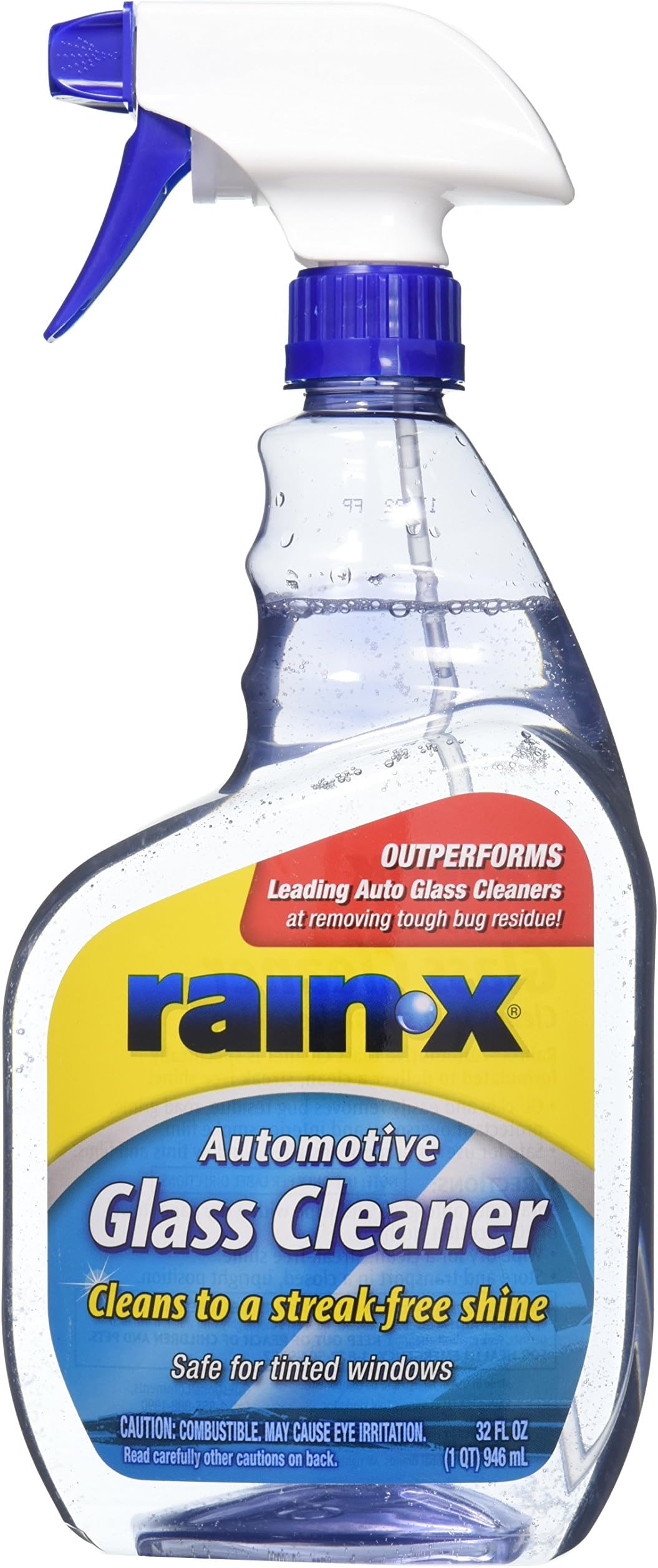 Rain-X Automotive Glass Cleaner Trigger | 946 ML | Pack of 1 | Powerful Streak-Free Cleaner for Glass and Mirrors | Removes Dirt Bug Residue Tree Sap Road Grime | Safe for Tinted Windows