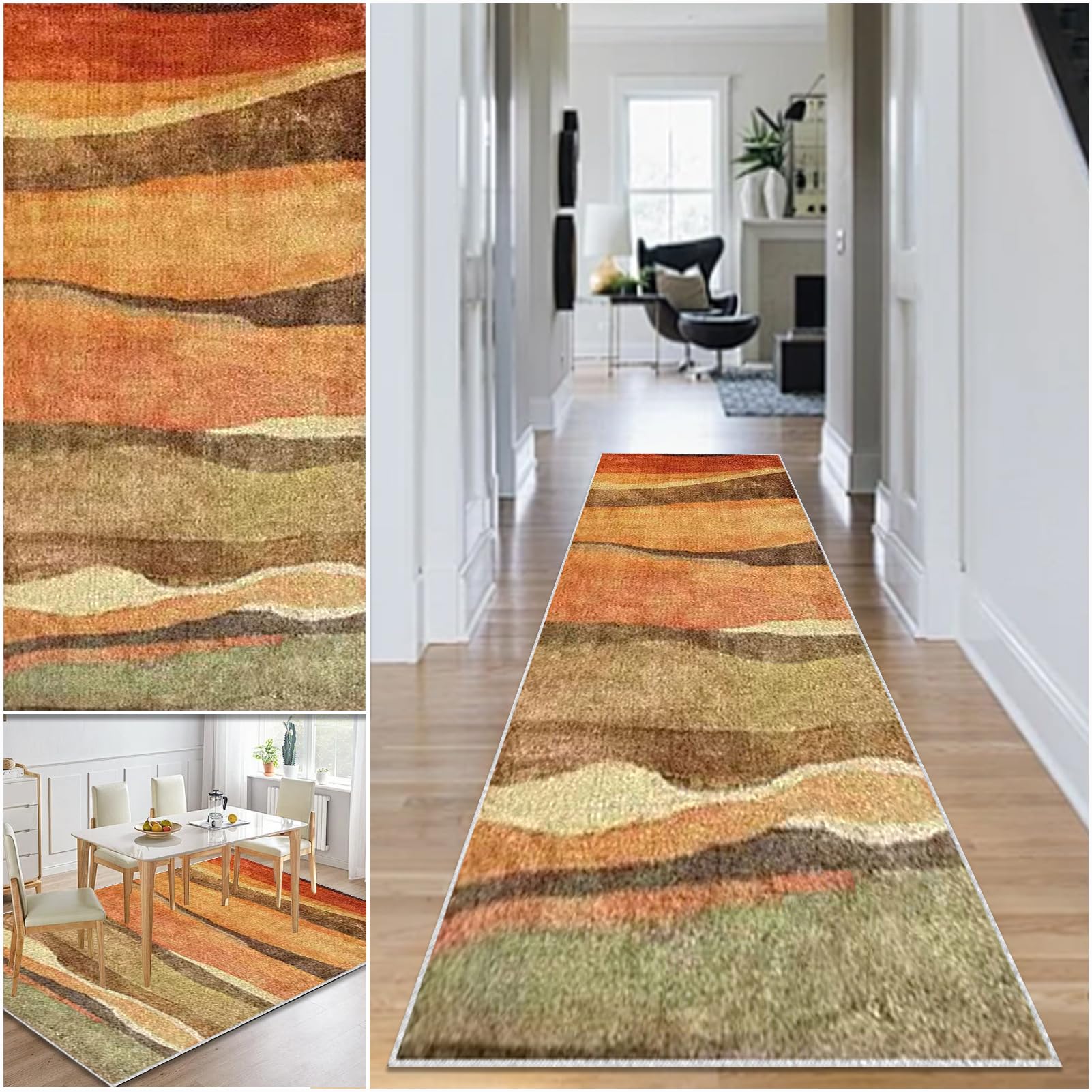 Hallway Runner Washable Non Slip Rugs 65 x 350 cm Long Area Rug Bedroom Kitchen Carpet Narrow Rugs Runner for Hallway Door Mat Indoor Low Pile Carpet Runner for Hallway Entryway Kitchen Laundry Room