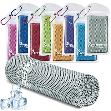 Grey , 40 x12 : Syourself Cooling Towel for Instant Relief - Cool Bowling Fitness Yoga Towels - 40