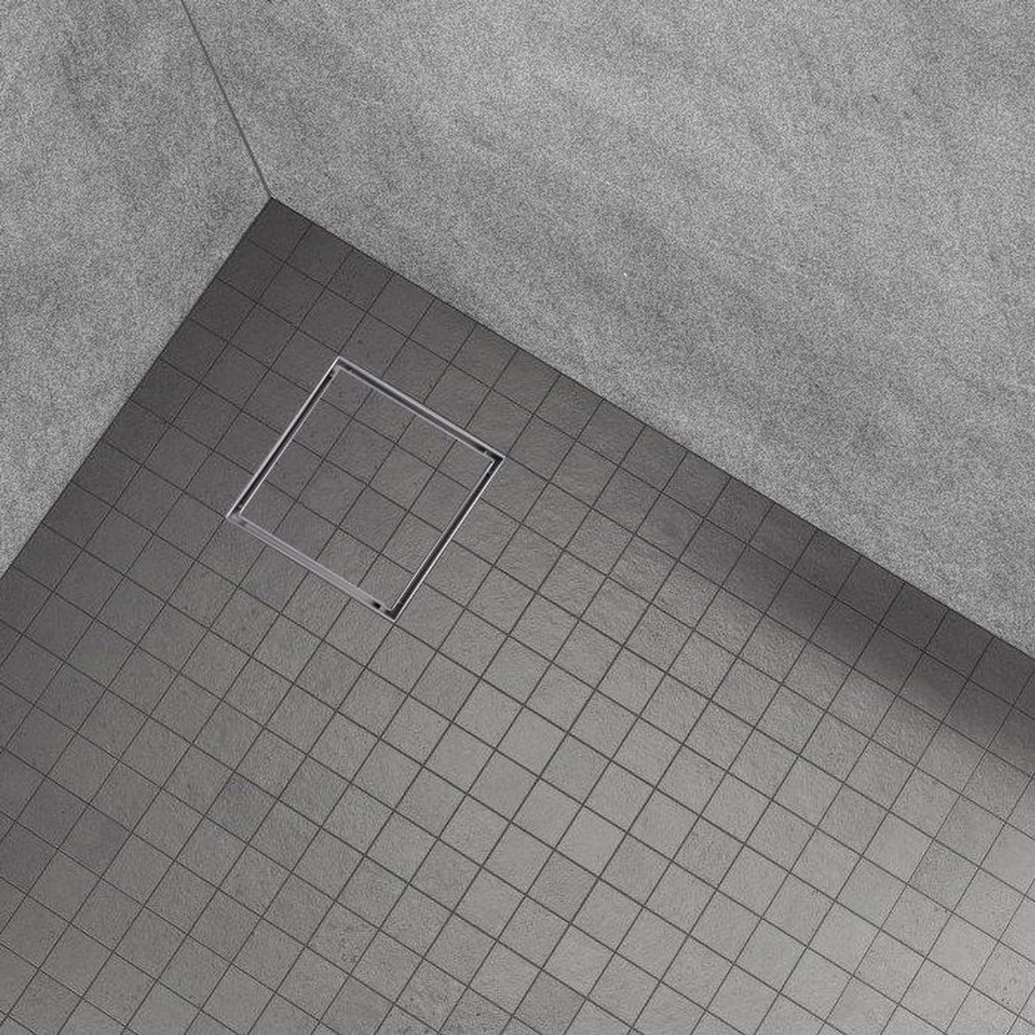 CIREA Caniveau de douche à carreler carré 20 x 20 cm, siphon anti-odeurs, drainage 36l/min, hauteur réglable