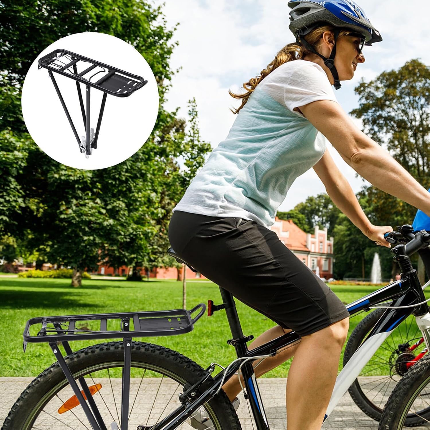 Aluminum Alloy Bike Cargo Rack Rear Luggage Carrier Bicycle Rear Rack Stand for Cycling Cargo Transport and Seatpost Bag Holder