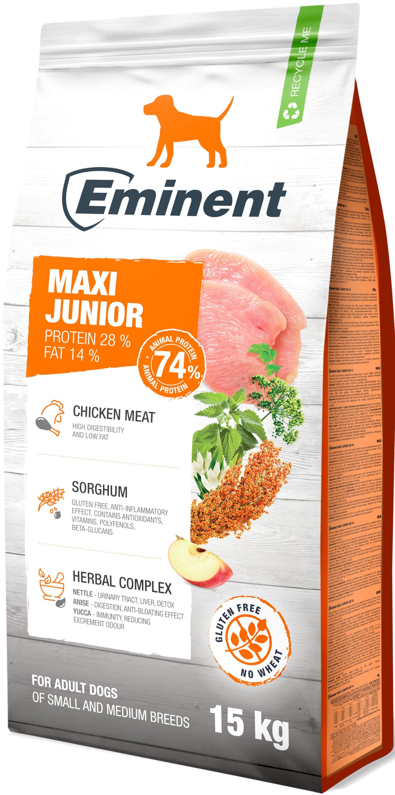 Eminent Maxi Junior High Premium – Glutenfreie Vollnahrung für heranwachsende Hunde großer & riesiger Rassen | Mit Chondroprotektiva