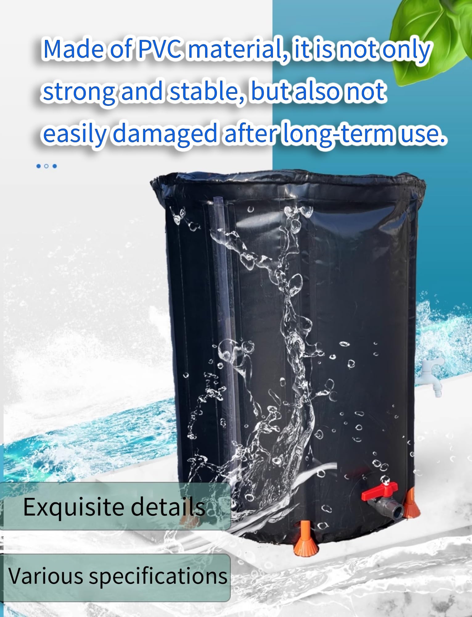 Kit de Barril de Lluvia Plegable con Grifo y Filtro - Contenedor portátil for almacenar Agua for jardín e Invernadero - Fácil de conectar al bajante de canaletas - Negro(1000L)