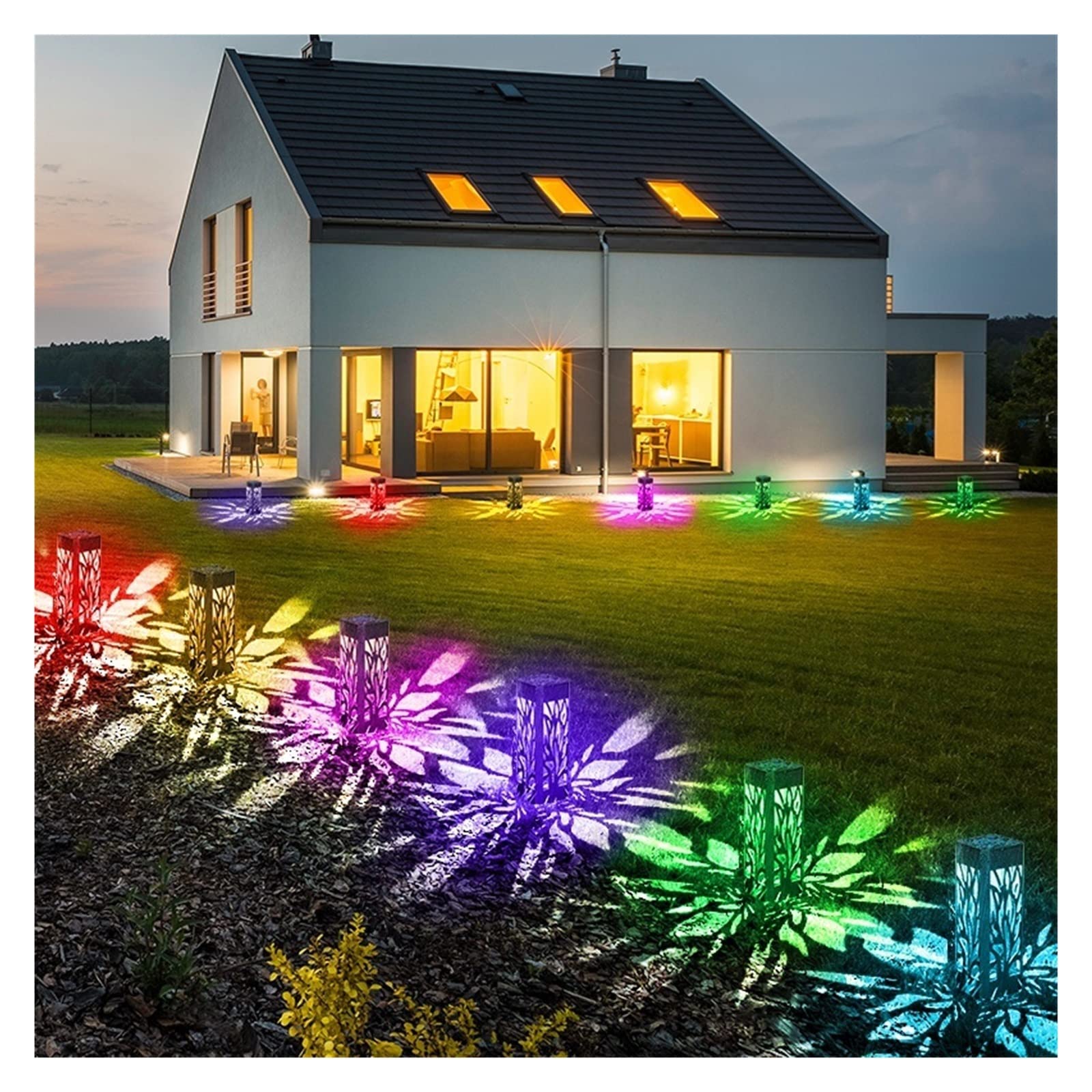 Luci solari per giardino all'aperto Luci solari da esterno con luci a pannello solare Luci da giardino impermeabili Accensione/spegnimento automatico for l'arredamento del patio del percorso del paesa