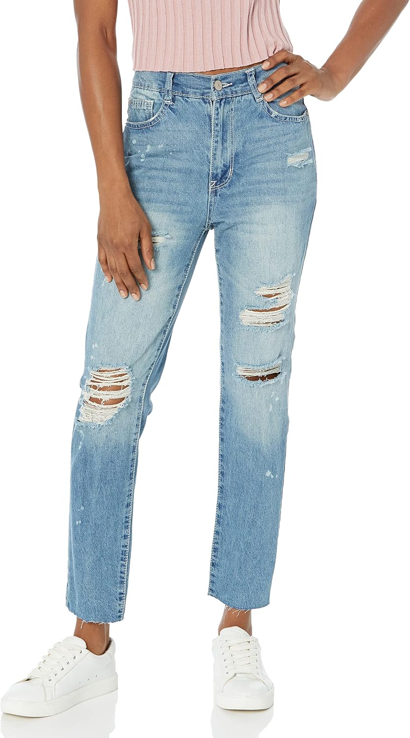 WallFlower Women’s Mom Curvy Ankle Denim High-Rise Insta Stretch Juniors Jeans