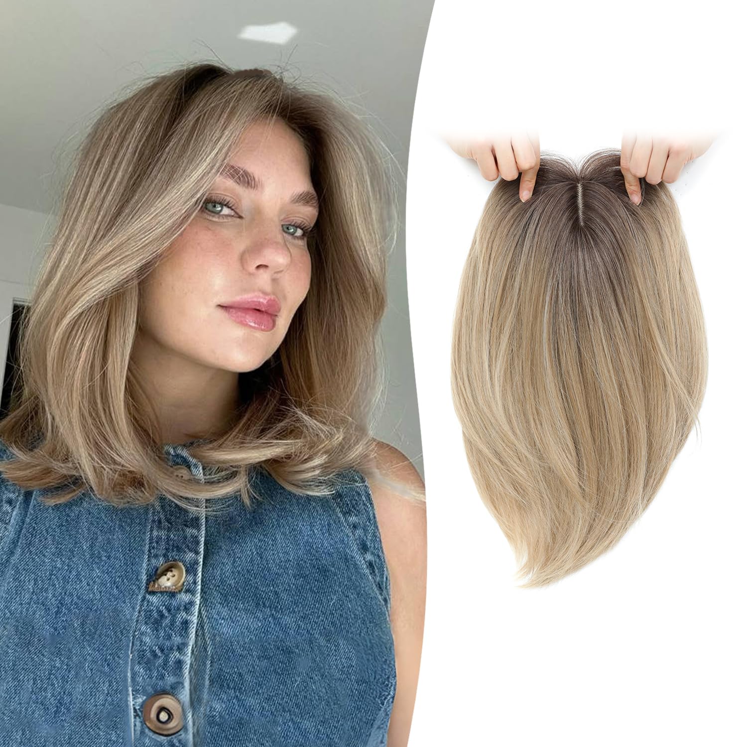 Amazon.com : Megito Hair Topper 12inch Clip in Synthetic  display picture 1