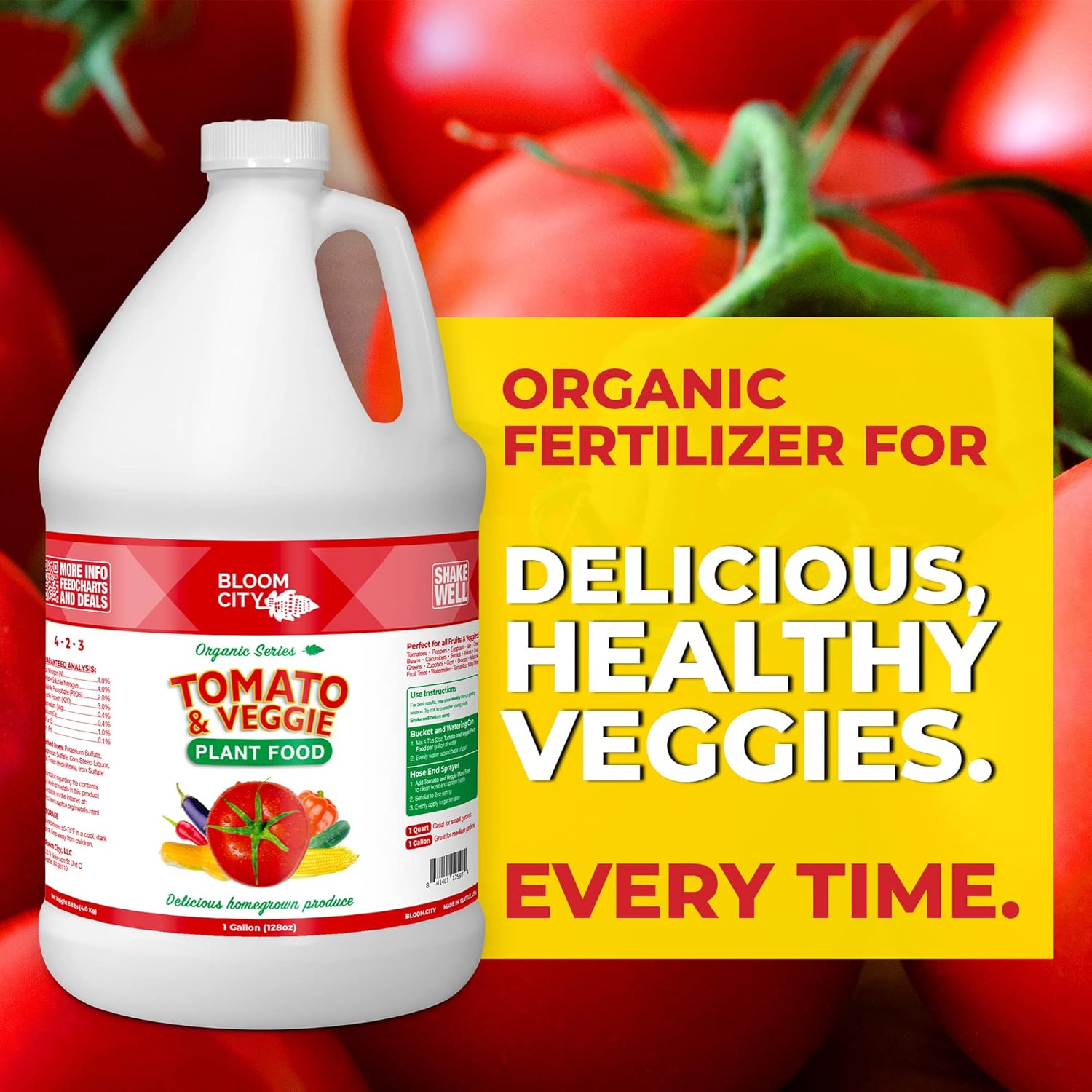 Bloom City Tomato & Veggie Plant Food – Liquid Fertilizer for Bigger Harvests, Stronger Roots & Vigorous Growth, 1 Gallon