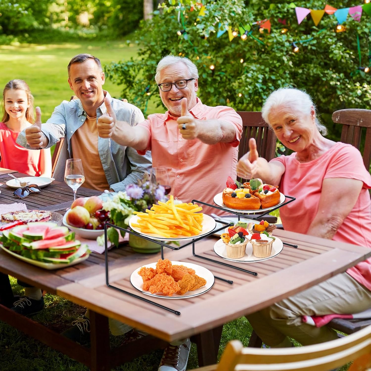 Mimorou 18 Pcs Black Metal Pizza Stand Pizza Rack Serving Tray Holder Tabletop Food Platter Tray Display Rack for Buffet Restaurant Home 9" L x 8" W x 6.5" H