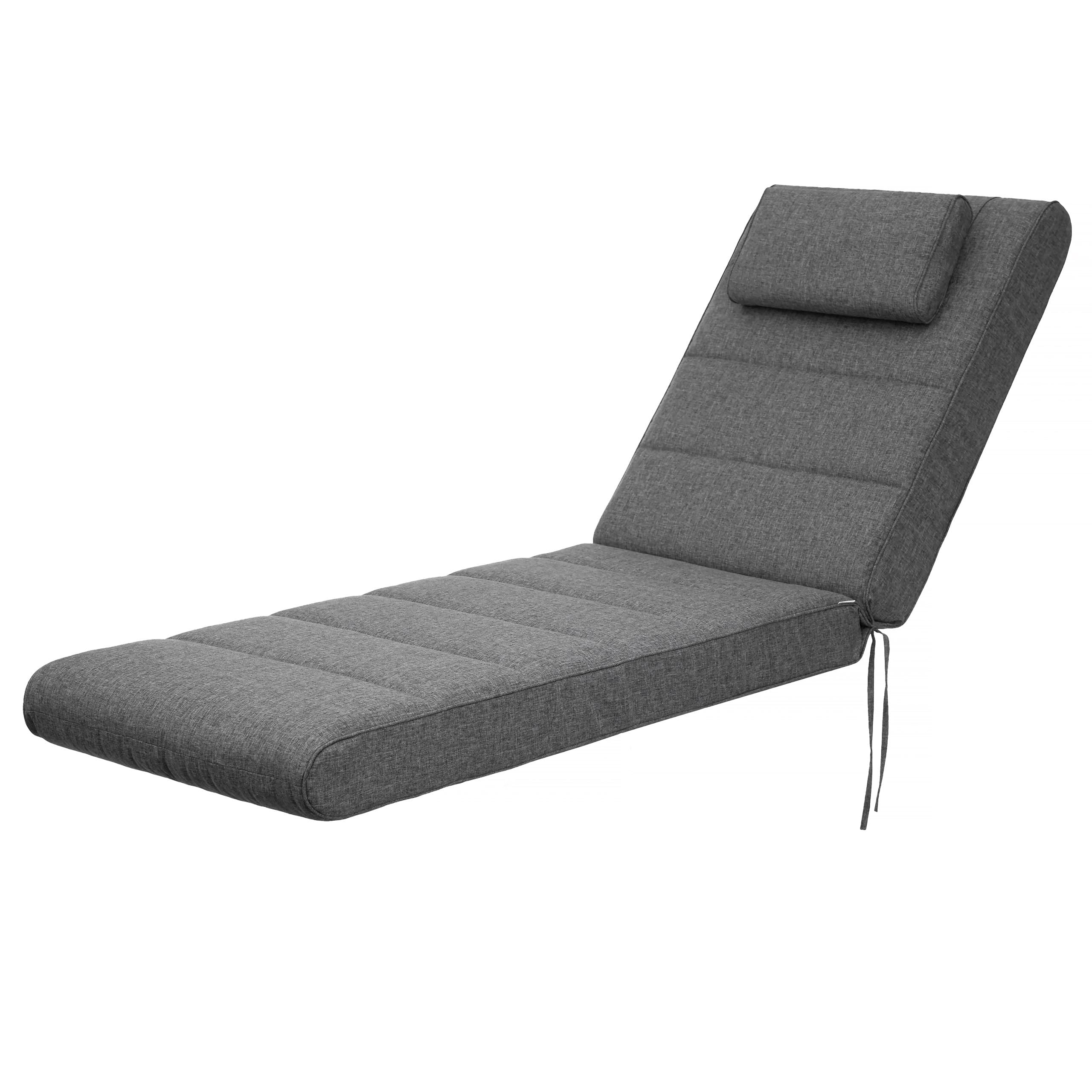 PillowPrim Meble ogrodowe materac, na leżaki, balkon, do użytku na zewnątrz, nakładka na leżak, tapicerka, poduszka do siedzenia, antracyt, 204 x 60 cm