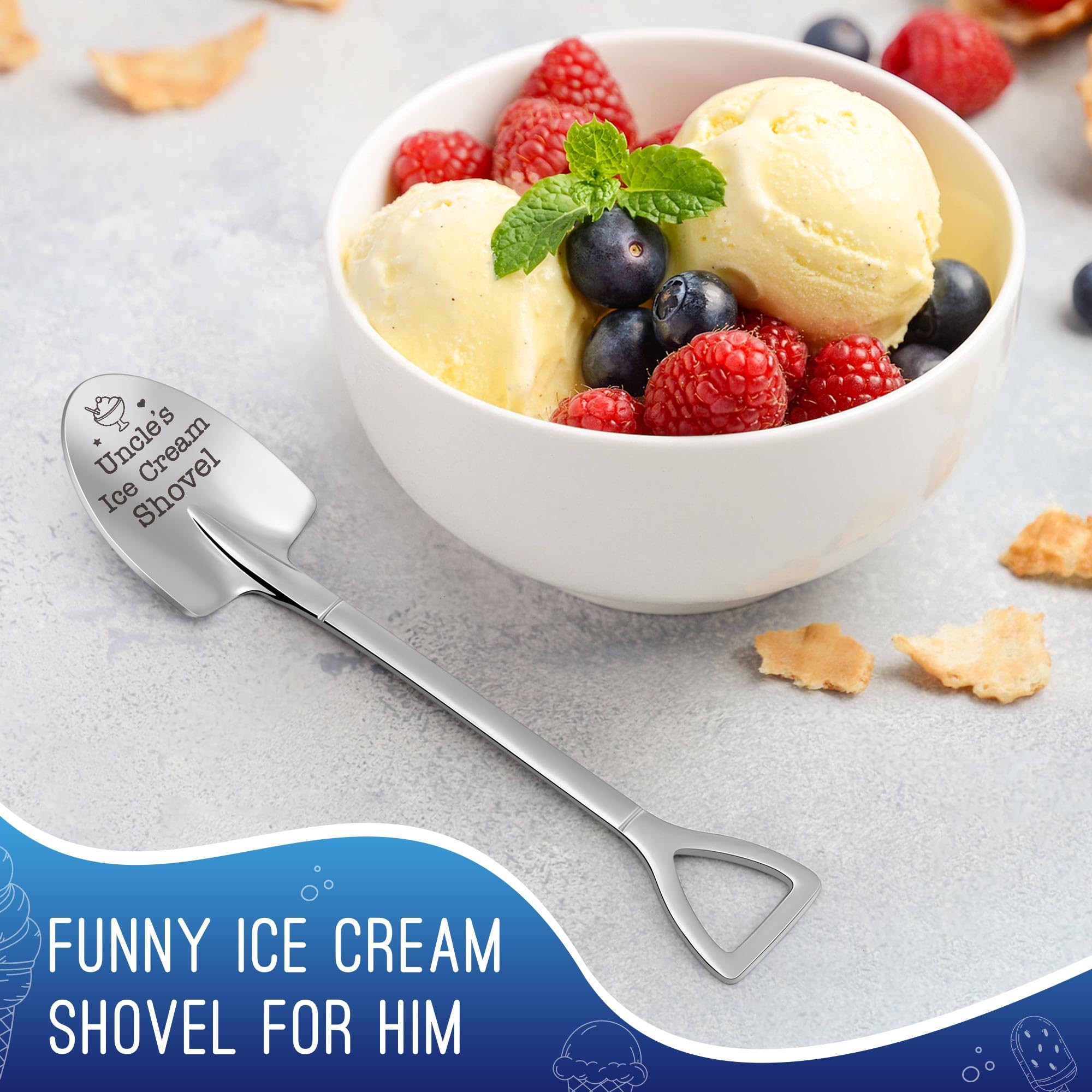 Uncle Gifts from Niece Nephew, Uncle Fathers Day Birthday Gift for Men, Small Cute Easter Basket Essentials Easter Egg Stuffer Gifts for Him, Uncle's Ice Cream Shovel Spoon for Valentines Christmas