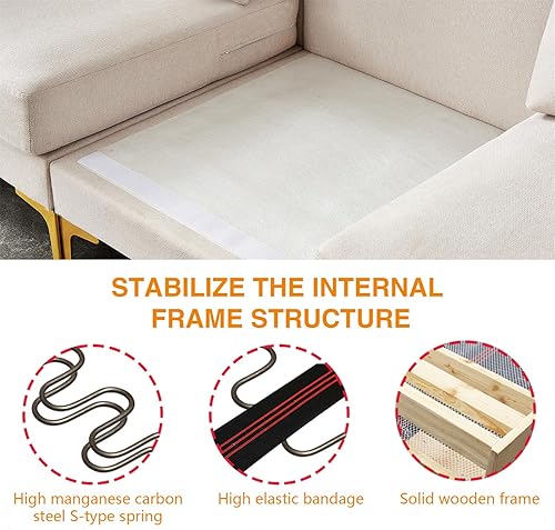 Miniatura 4 de i-POOK Sofá modular en forma de L, moderno sofá tapizado con respaldo acolchado y 3 almohadas, sofá seccional para sala de estar, dormitorio,