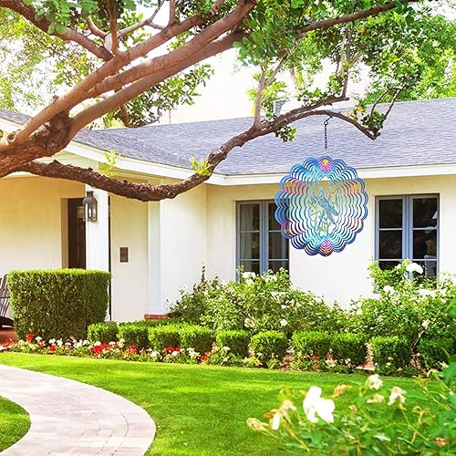 Miniatura 6 de Molinillos de viento de metal de libélula  Regalos para mujeres, mamá, abuela esposa, hilandero de viento colgante para decoración de exteriores e