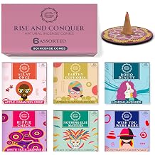 Raajsee Incense Cones, 6 Pack Cone Incense Gift Pack 15 pc Each 90 Total, 100% Organic Non Toxic Natural Insence Cones Variety Pack