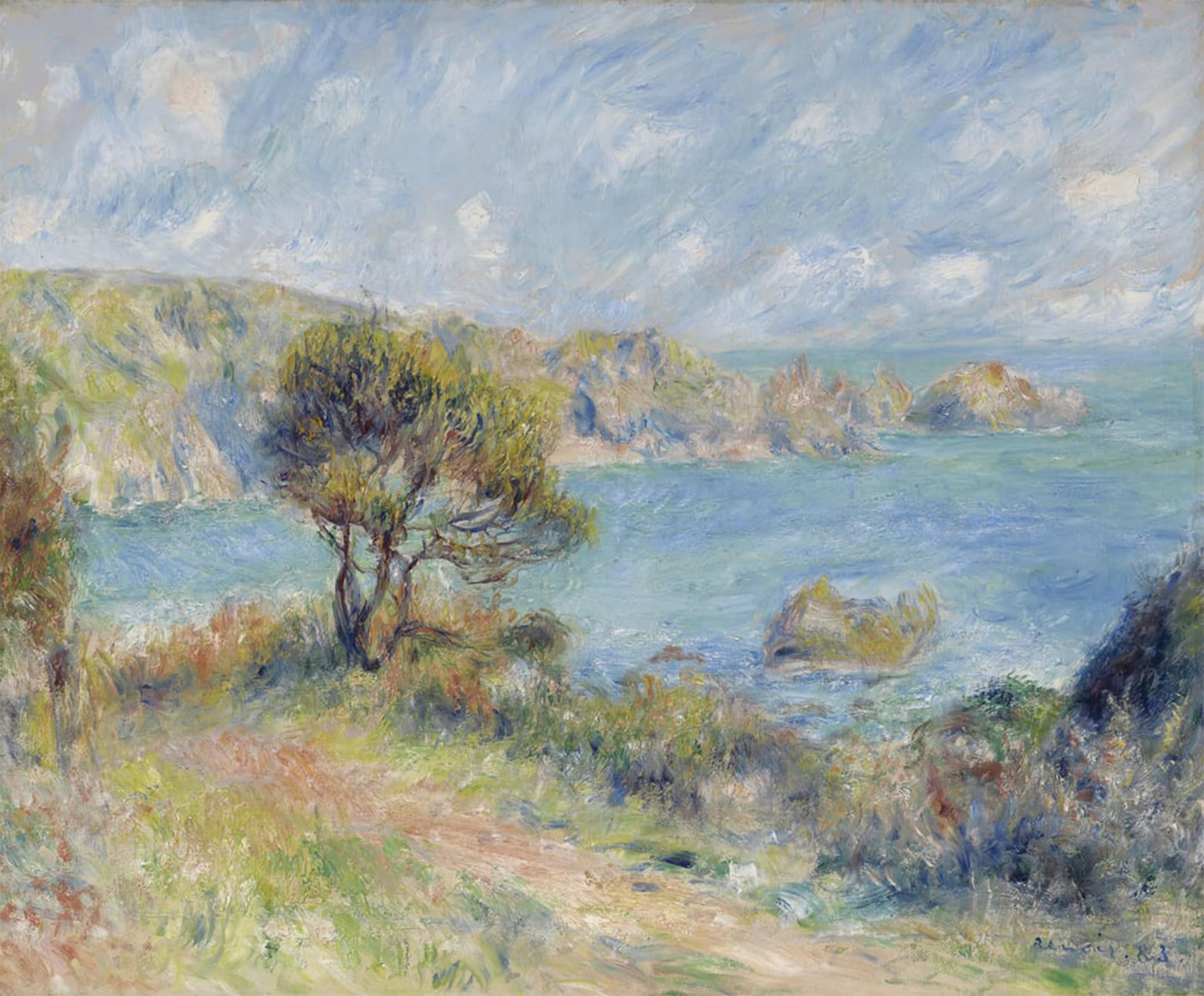 ARTXLXXBN Famous Art Print Poster Vintage Wall Art View At Guernsey by Pierre Auguste Renoir Canvas Art Poster for Home Decor 60x90cm