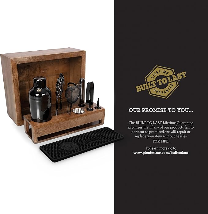 Set de Bar Old Fashioned PICNIC TIME con Coctelera y Estuche de Madera miniatura 12