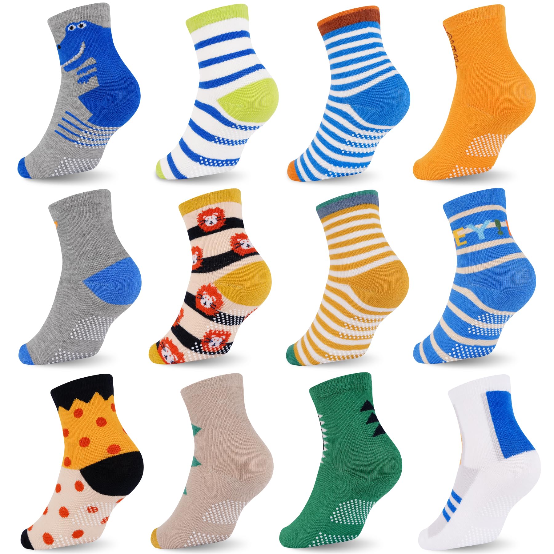 Calcetines SkiBeaut 12 pares de calcetines antideslizantes para niños y niñas de algodón para niños de 1 a 3/3 a 5/5 a 7 año