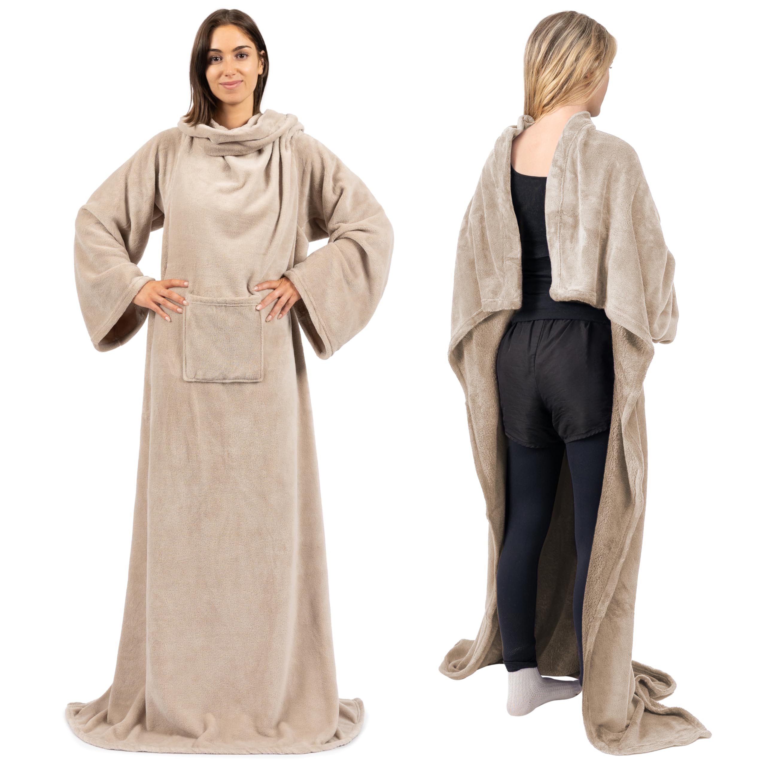 PAVILIA Wearable Blanket with Sleeves for Adult Women Men, Cozy Fleece Warm Wrap Throw with Arms, Gifts for Christmas, WifeOEKO-TEX STANDARD 100
