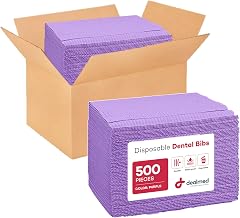 Dealmed Disposable 13.5" x 18" Dental Bibs, 2-Ply Tissue/Poly, Bulk Tattoo Bibs, Great for First Aid Kits and Medical Facilities (Purple, Case of 500)