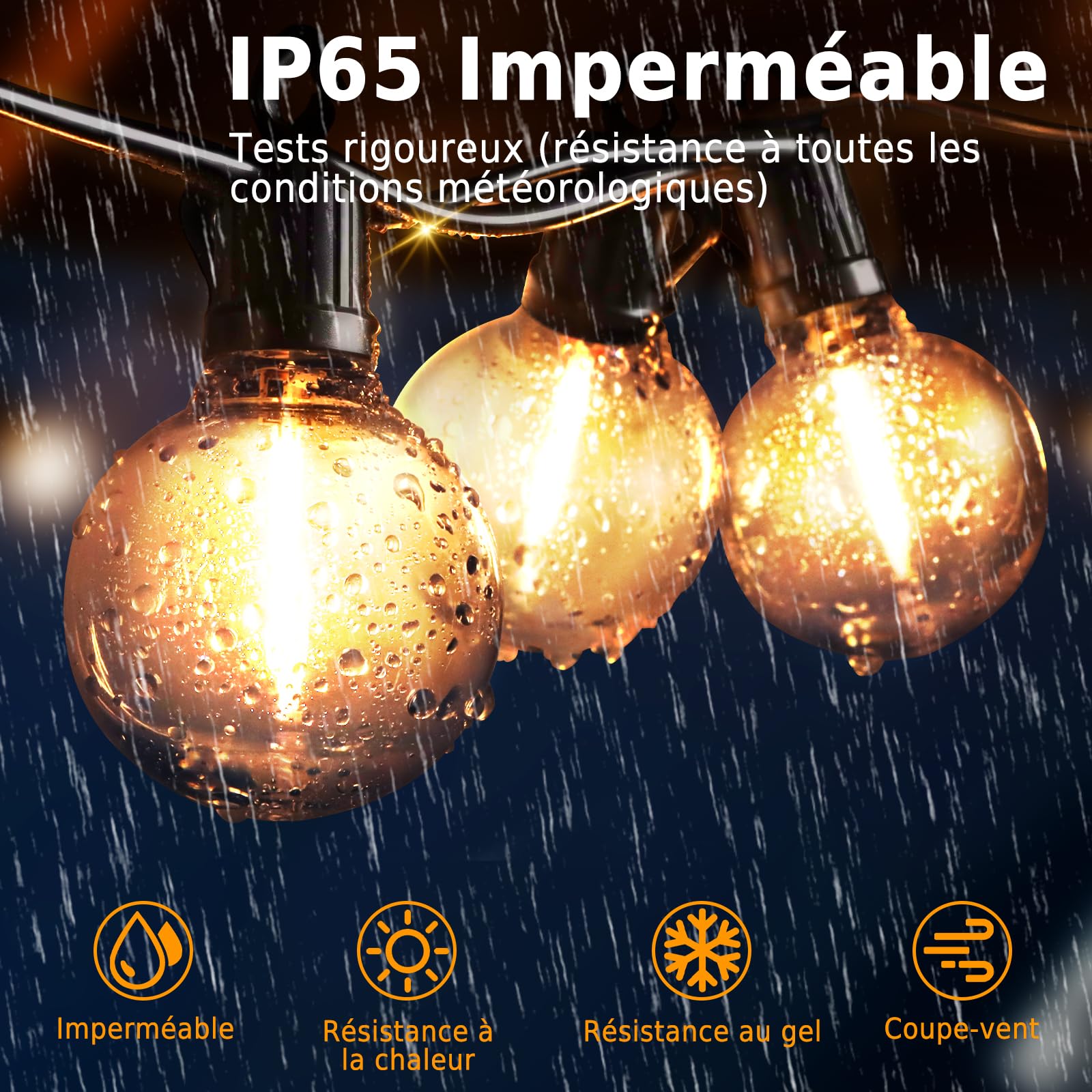 Guirlande Lumineuse Exterieure 30M LED Guinguette Connectable 60+2 G40 Ampoules IP65 Télécommande 4 Modes Minuterie