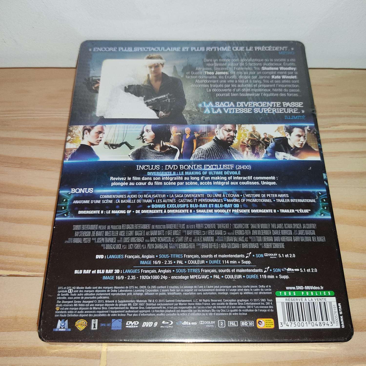 Divergente 2 : L'Insurrection Blu-Ray 3D + 2D + DVD Steelbook Edition Spéciale