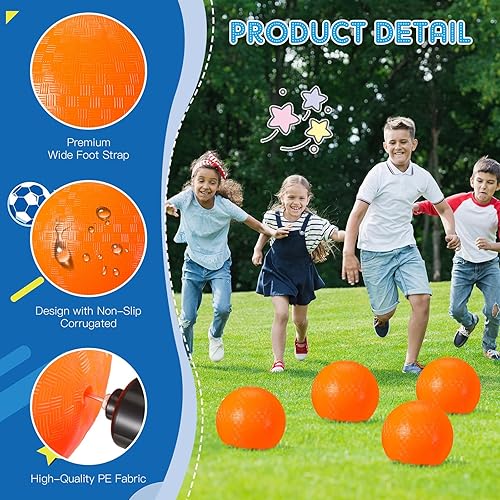 Miniatura 3 de Hanaive 6 pelotas inflables de goma de 10 pulgadas con bomba y bolsa de almacenamiento, Kickball hinchable para adultos, deportes al aire libre