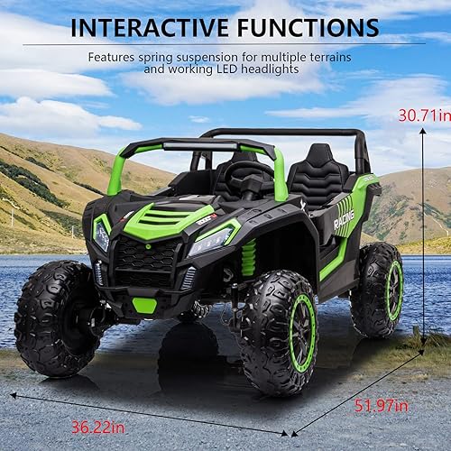 Miniatura 10 de POSTACK Nueva versión 2024 de juguete de paseo de 24 V para niños grandes, auto eléctrico de juguete de 2 plazas, auto de paseo para niños con