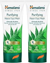 Himalaya Purifying Neem Face Wash With Neem & Turmeric, 5.07 oz, 2 Pack | Gentle Face Cleanser For Normal to Oily Skin to Remove Impurities & Excess Oil, Clinically Studied & pH Friendly,Paraben Free