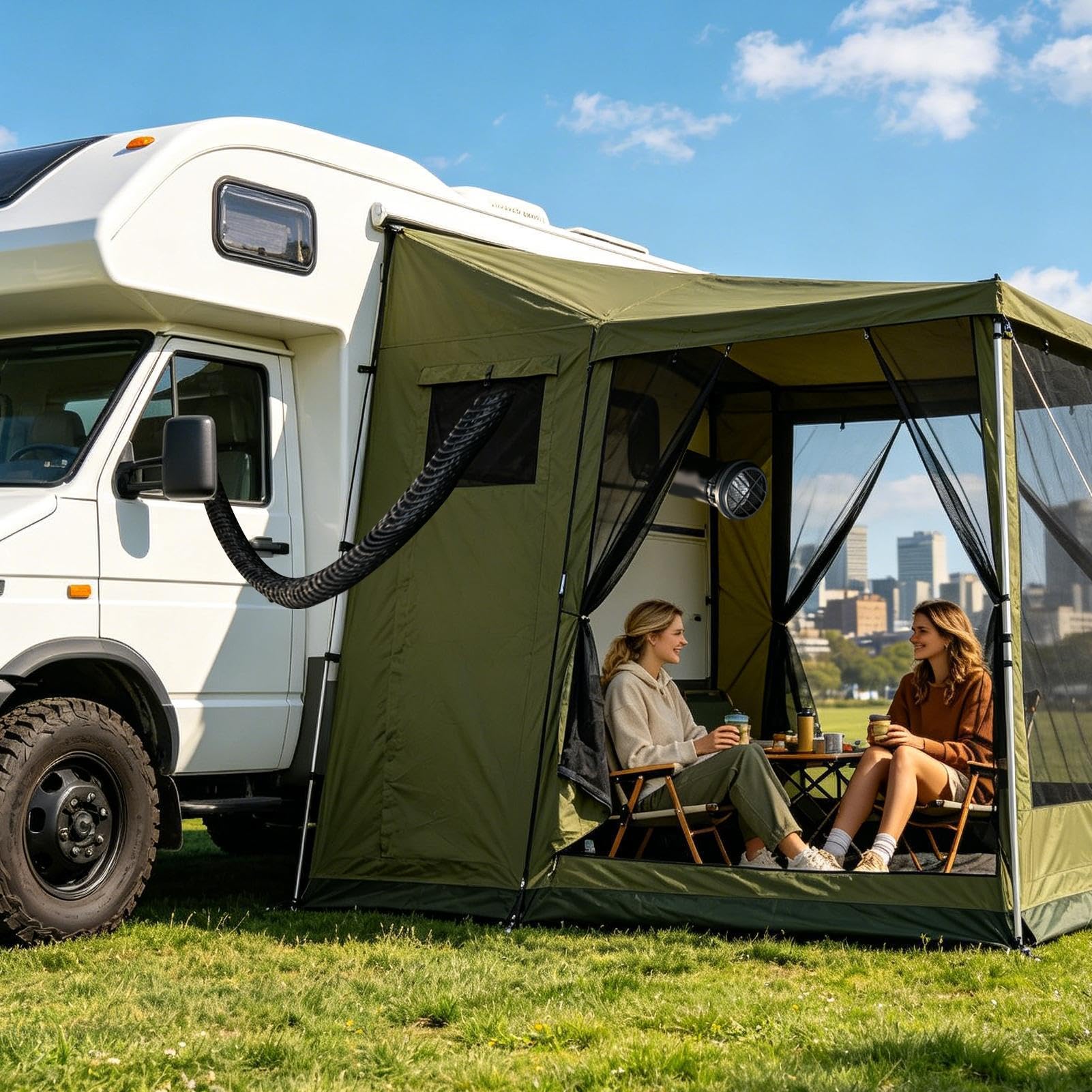 Prolunga per Bocchette di Ventilazione Auto Adattatore Con Tubo Pieghevole | Estensione per Bocchette di Aerazione Auto Uso Esterno Tenda Da Campeggio Interno Camion SUV E Camper