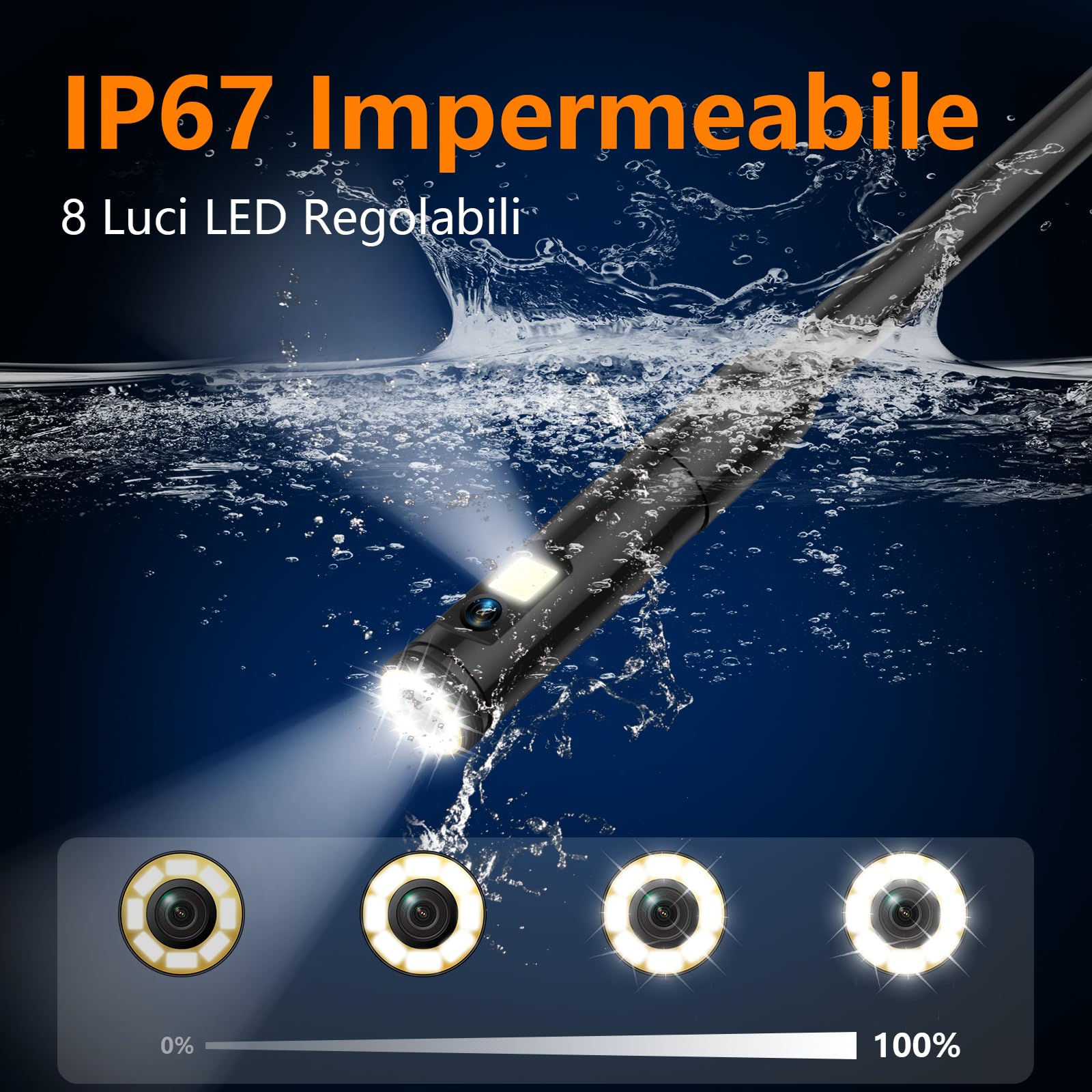 Telecamera di ispezione endoscopica a doppia lente, periscopio Ennovor da 5 pollici IPS con 8 + 1 luci LED, telecamere di ispezione fognarie impermeabili IP67, telecamera di scarico HD 1920P, cavo