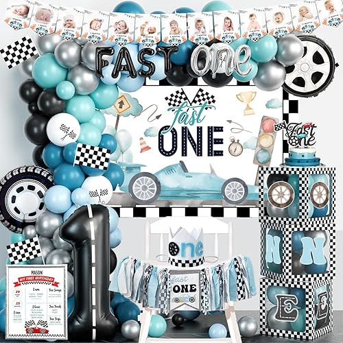 Fast One - Decoraciones de cumpleaños para niños, decoraciones de primer cumpleaños para niños, decoración de primer cumpleaños para niños, telón de