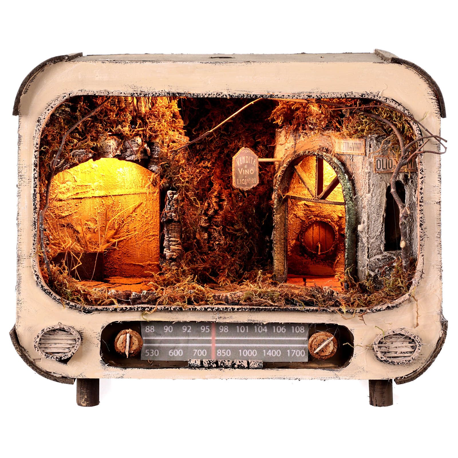 Holyart Presepe Napoletano: Radio presepe napoletano 8 cm luce led 30x40x20 cm, Vuota