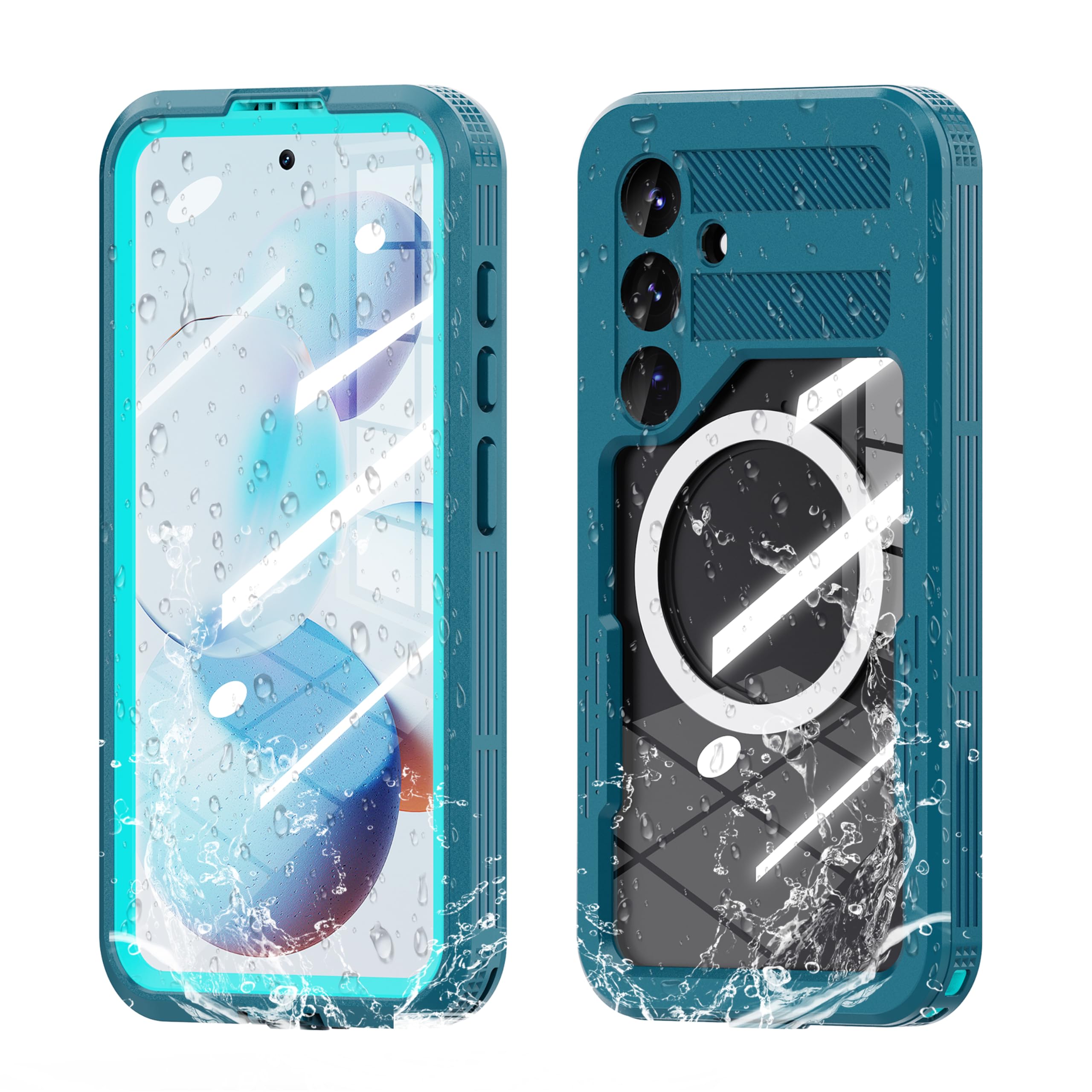 Omio Designed for Galaxy S25 Plus Waterproof Case Compatible with MagSafe Magnetic Waterproof Full Body IP68 Underwater Case Built-in Screen Protector