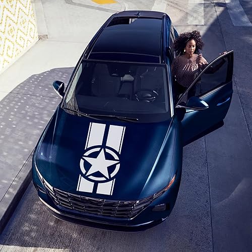 Miniatura 7 de Calcomanía para capó de estrella del ejército de Estados Unidos, calcomanías de vinilo para capó de automóvil con estrellas militares para
