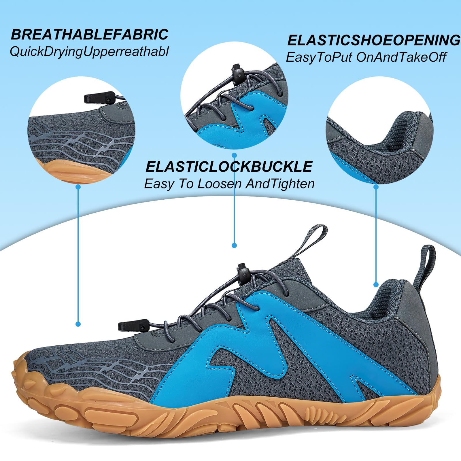 AONEGOLD Barfußschuhe Herren rutschfest Traillaufschuhe Damen Leicht Schnell Trocknend Wassersportschuhe Unisex Atmungsaktiv Fitnessschuhe Gr.36-47