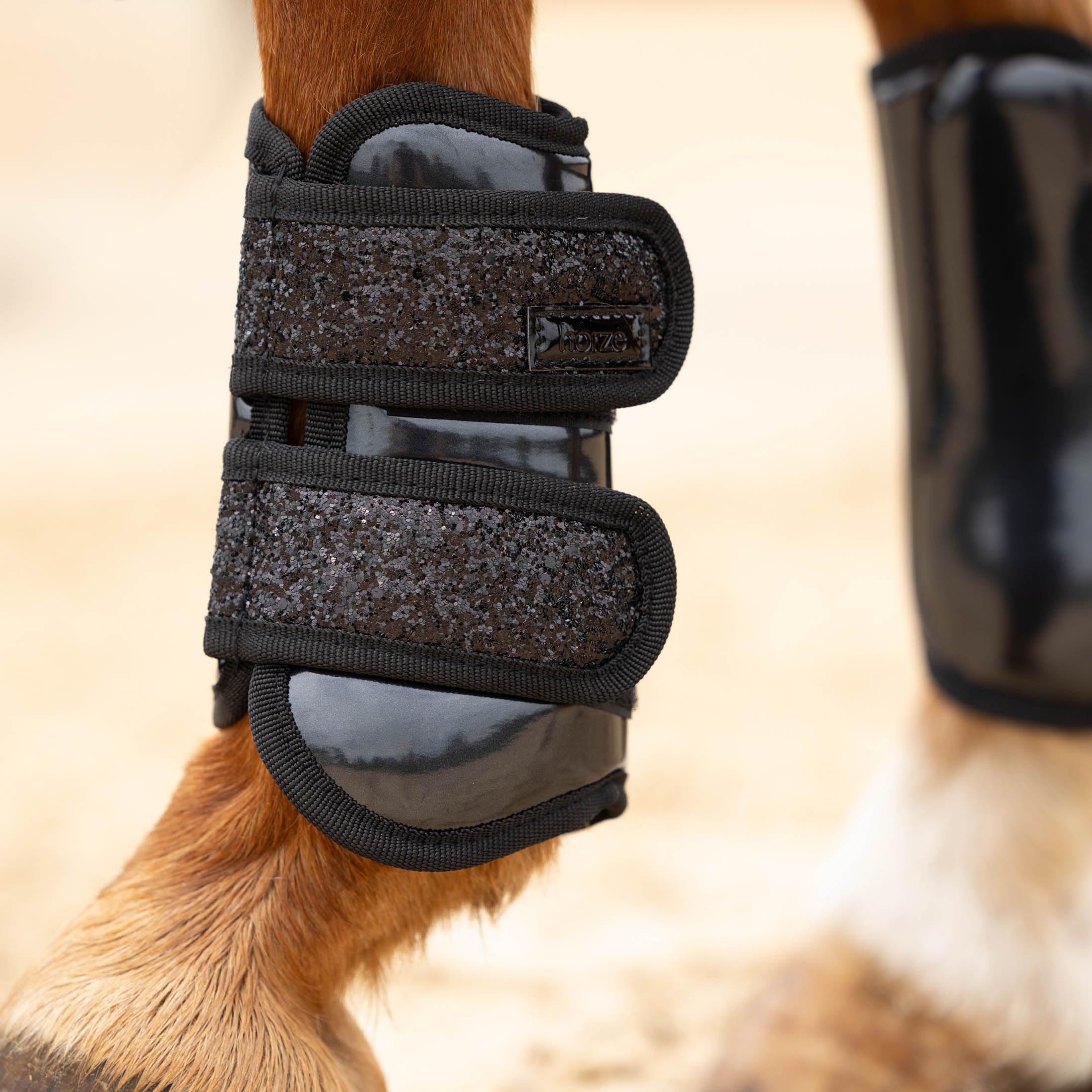 HORZE Glitzer-Gamaschen, Schwarz, XF